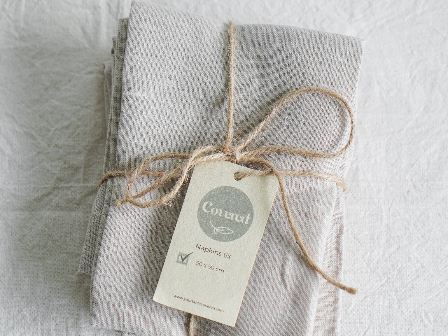 Covered 100% Linen Napkins - Sand (Set of 6)