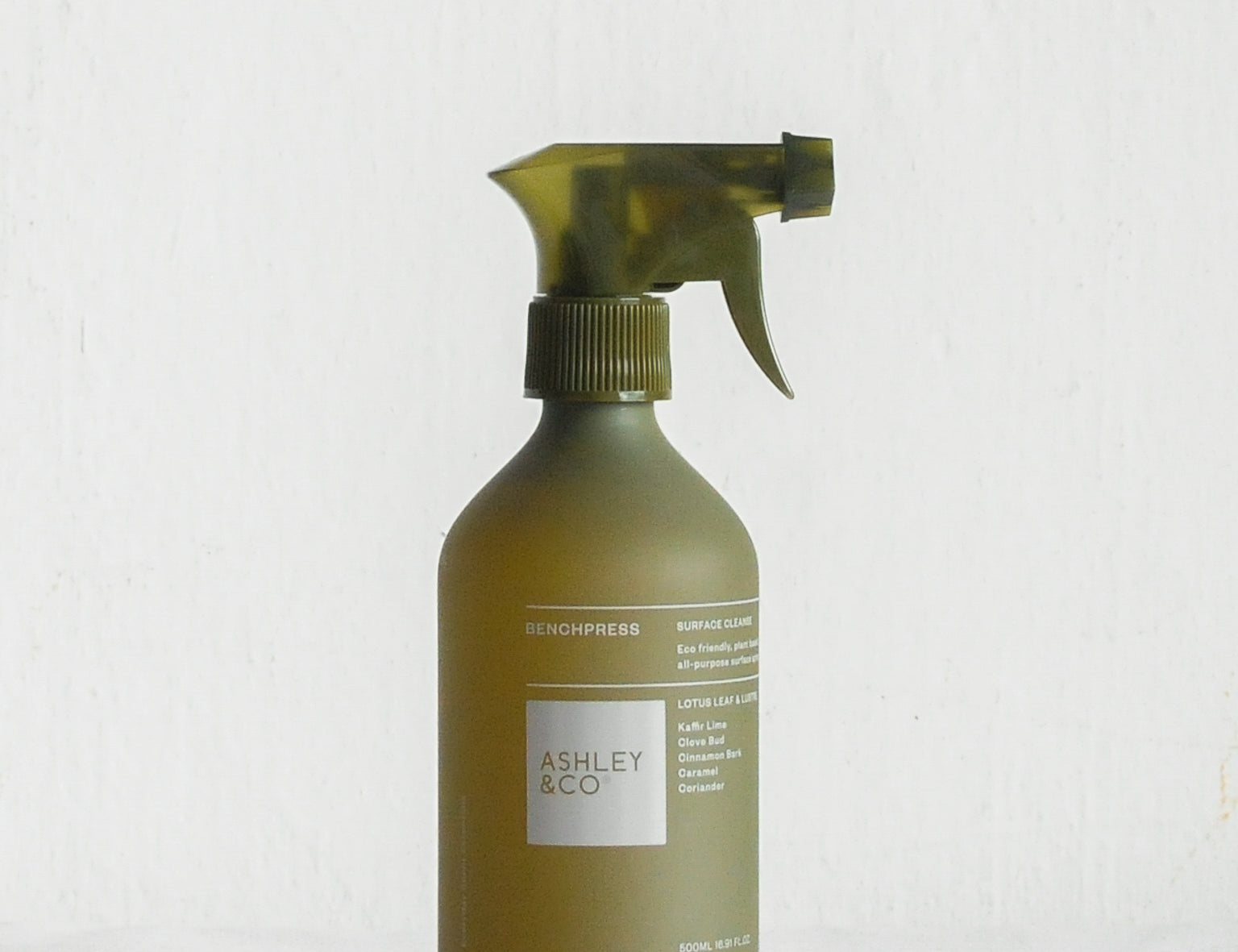 Ashley & Co BenchPress Surface Cleanse 500ml, a biodegradable multipurpose surface spray