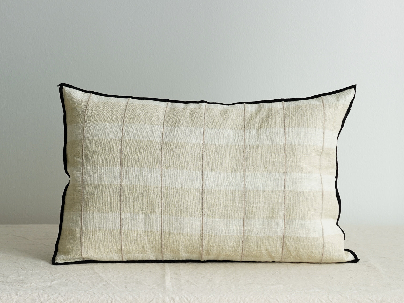 Living by OSN Embroidered Lumbar Cushion Cover in Nude Plaid