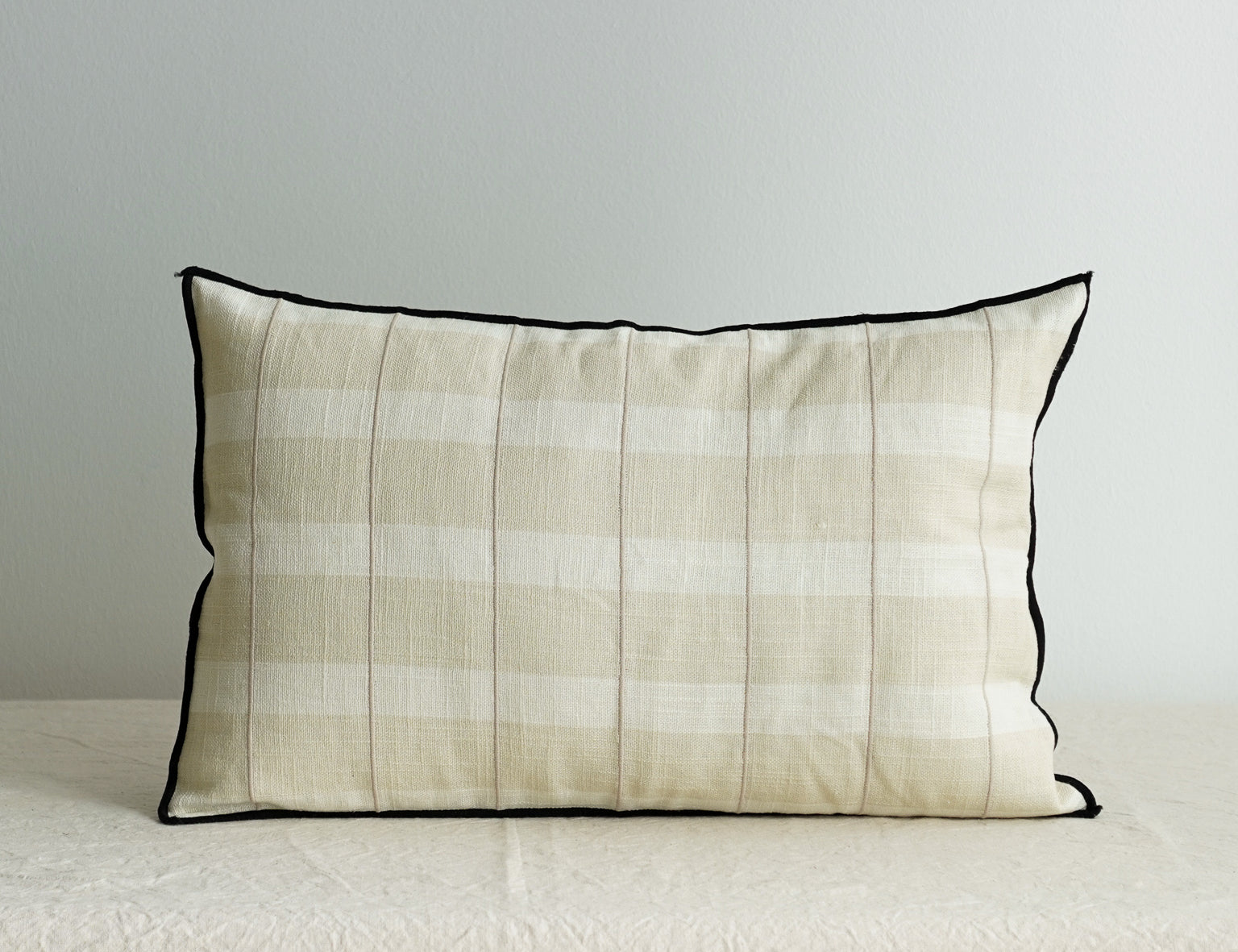 Living by OSN Embroidered Lumbar Cushion Cover in Nude Plaid