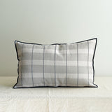 Living by OSN Embroidered Lumbar Cushion Cover in Grey Plaid