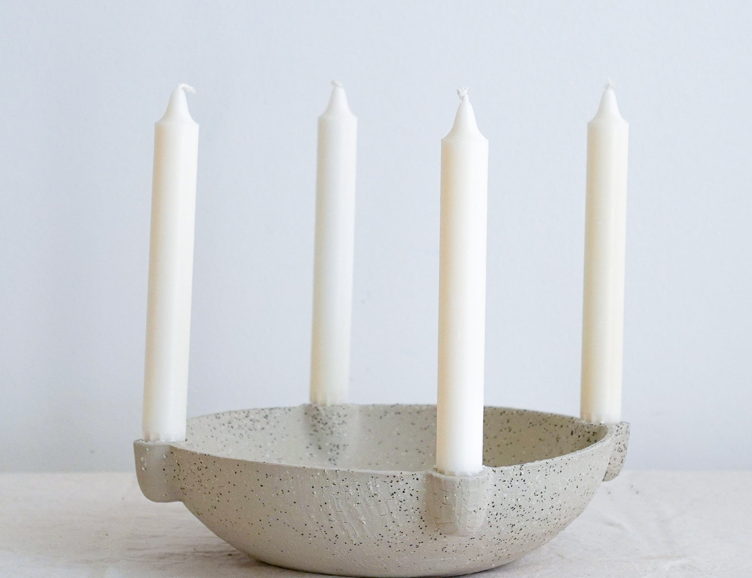 ferm LIVING Ceramic Bowl Candle Holder - Light Grey