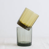 Brut Homeware Reed Tumbler in Amber and Smokey Green, made from recycled glass