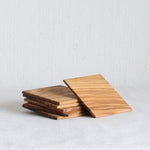 Redecker Oiled Olive Wood Square Coaster (Set of 6)